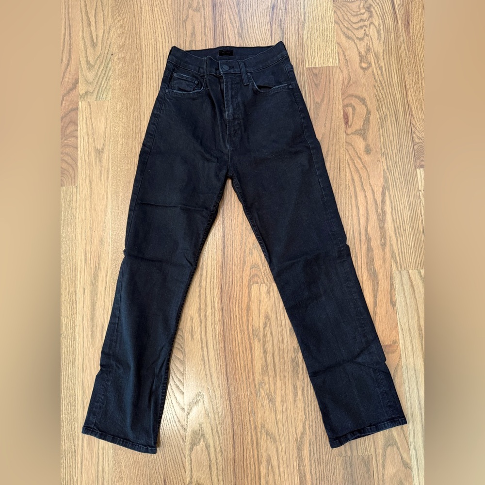 Mother Denim High Waisted Rider Ankle Jean - color “not guilty” (black)